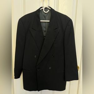 Double breasted dinner jacket Giorgio Armani black suit size 44Tall